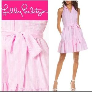 Lilly Pulitzer Trisha Pink Seersucker Dress SZ 4